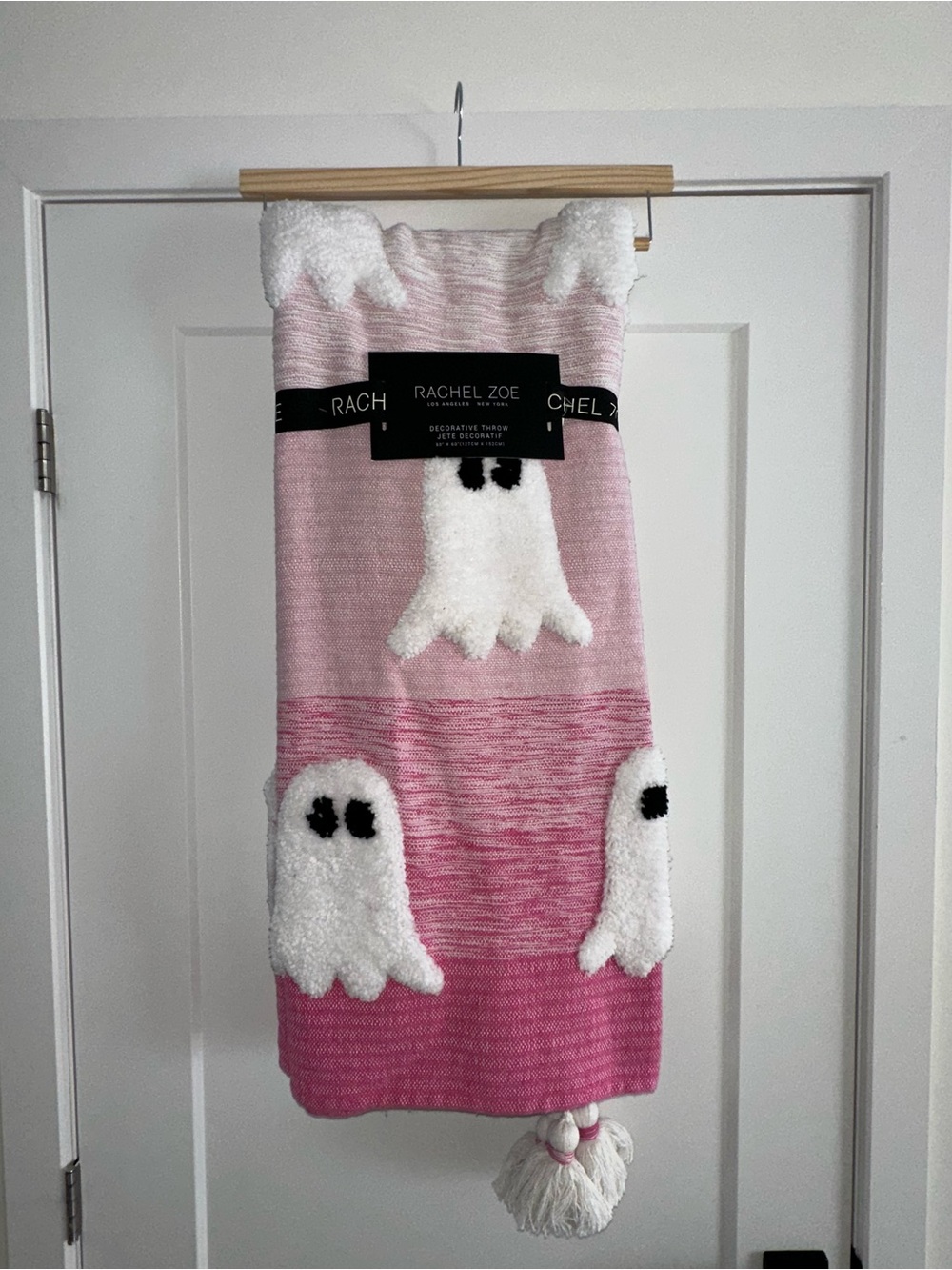 Rachel Zoe Pink Ghost Halloween Decorative Throw Blanket NWT 50x60